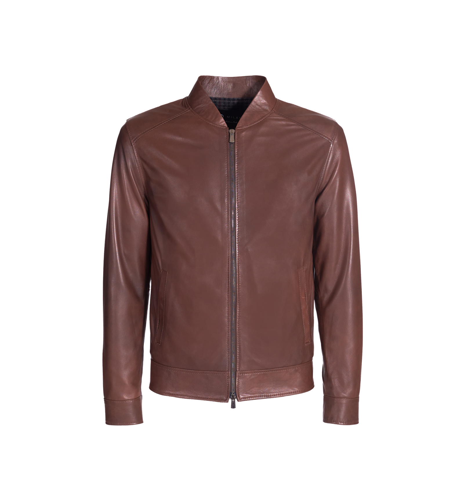Men's leather jacket biker style cloudy tan color Essen | AdMilano.it
